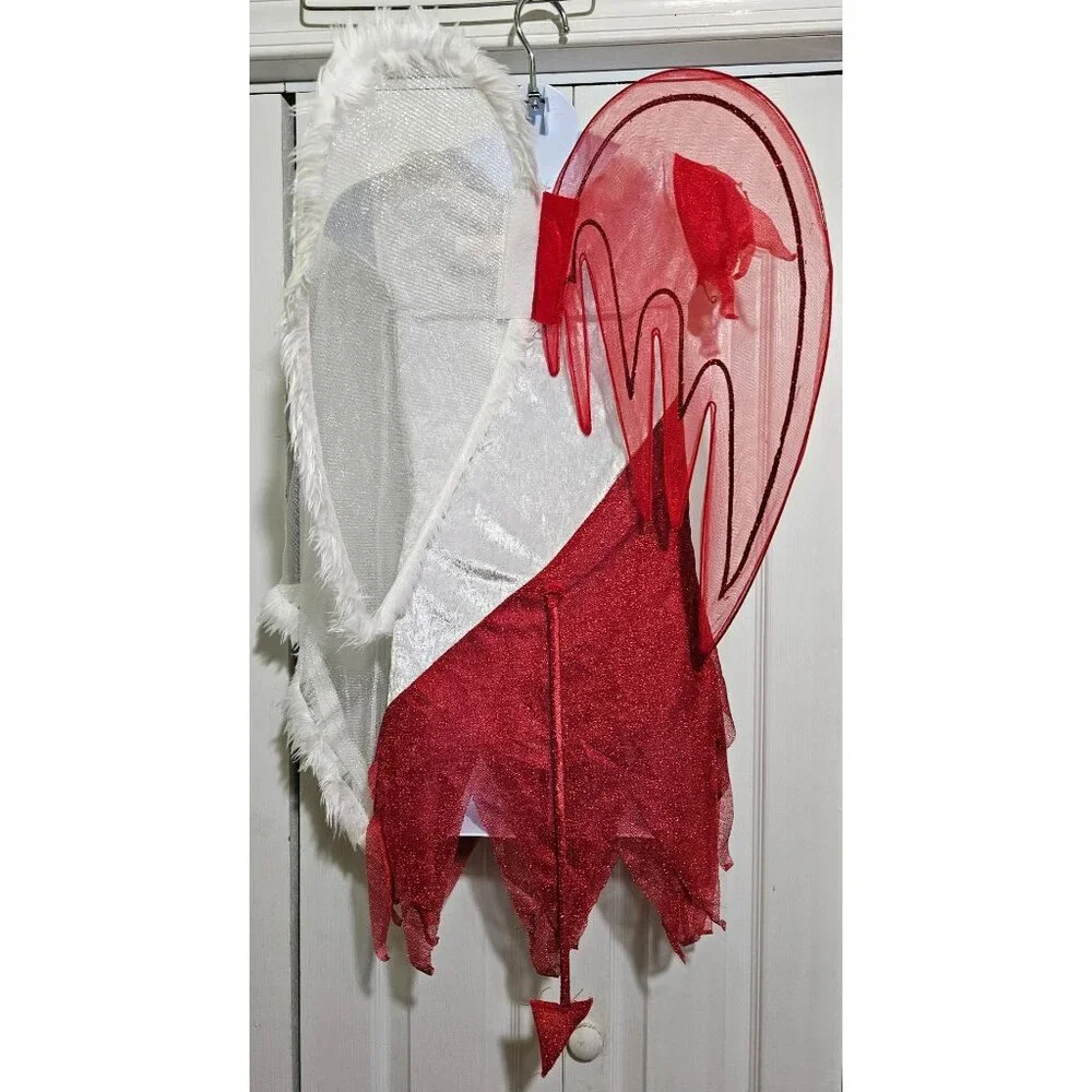 Heavenly Devil Costume Naughty Nice Angel Dress Wings Halo Tail Halloween Girl L